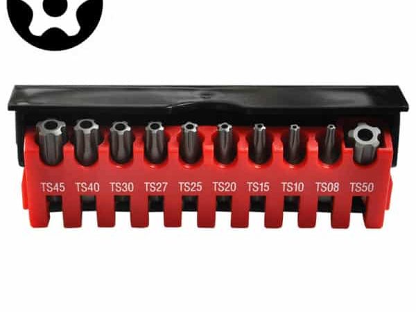 10PC 1/4" FIVE-SIDED STAR TAMPERPRROF BIT SET TS8-TS50 25MML