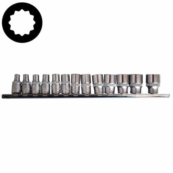 13PC 1/4"DR. SOCKET REEL SET 12PT 4-14MM