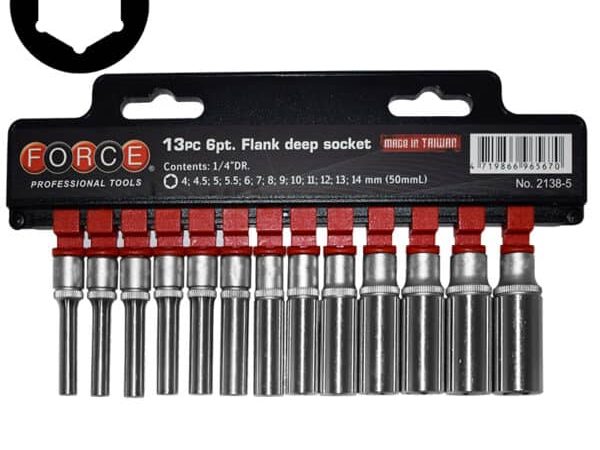 13PC 1/4"DR. DEEP SOCKET SET 6PT 4-14MM (50MML)