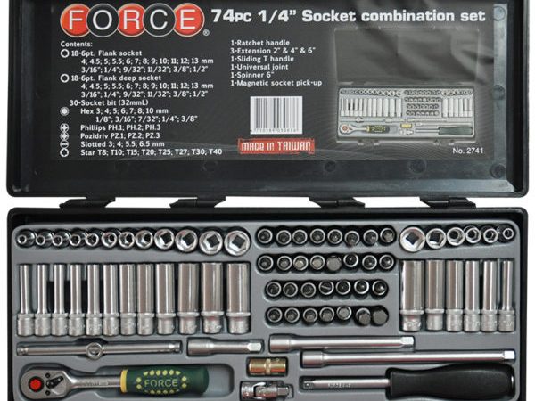 74PC 1/4"DR. 6PT FLANK SOCKET COMBINATION SET (S&M)