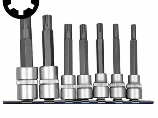 7PC RIBE SOCKET BIT SET 3/8"DR. (M6-M10 90MML) 1/2"DR. (M12-M14 100MML)