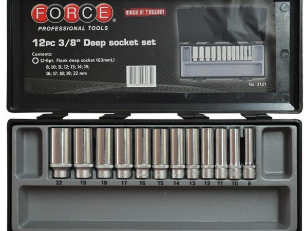 12PC 3/8"DR. 6PT DEEP SOCKET SET 8-22MM (63MML)