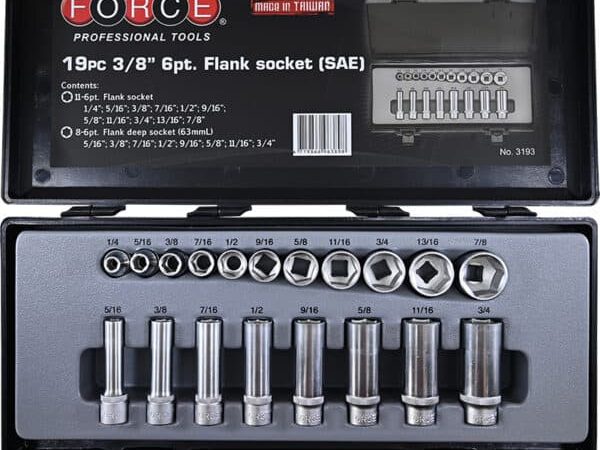 19PC 3/8"DR. 6PT FLANK SOCKET SET (1/4"-7/8") 51/16"-3/4" (63MML)