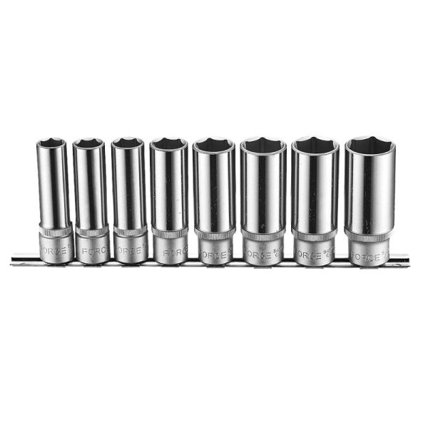 FORCE 8PC 1/2"DR. 12PT. DEEP SOCKET 13-24MM 77MML