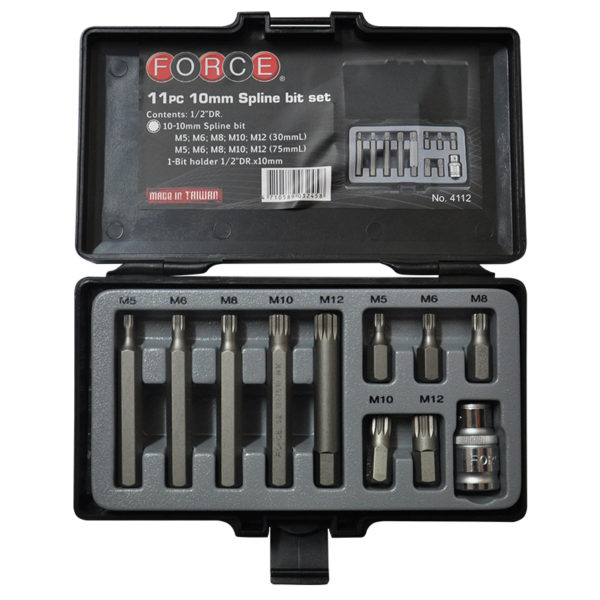 11PCS 10MM SPLINE BIT SET 1/2"DR M5-M12