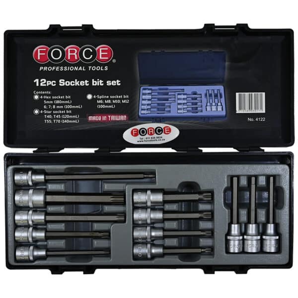 12PC 1/2"DR. SOCKET BIT SET (5-8MM) (T40-T70) (M6-M12)