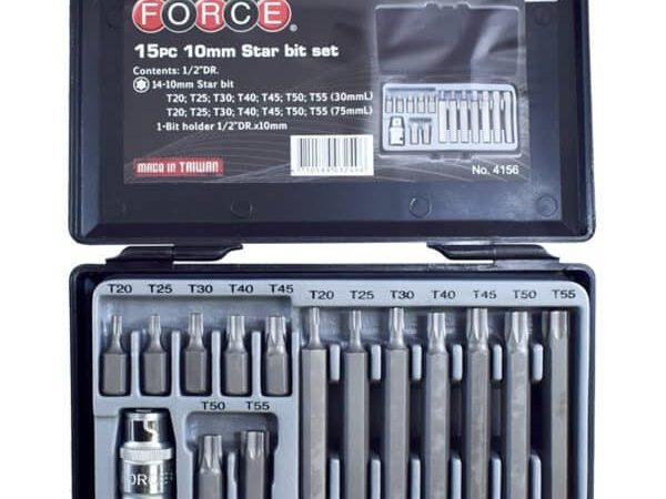 15PC 10MM STAR BIT SET 1/2"DR T20-T55