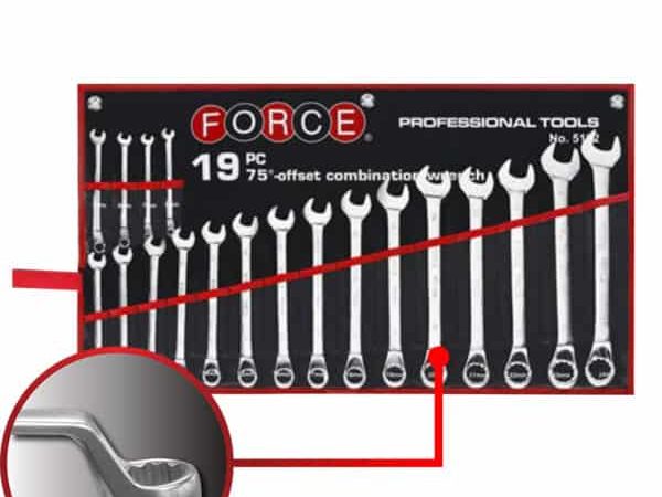 19PC 75' OFFSET COMBINATION WRENCH SET (6-24MM)
