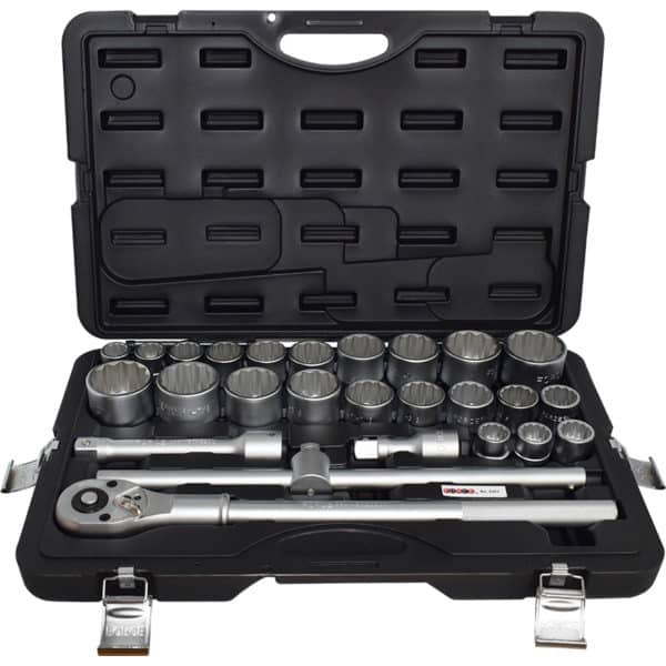 26PC 3/4"DR. 12PT. FLANK SOCKET COMBINATION SET (22-50MM) (7/8"-2")