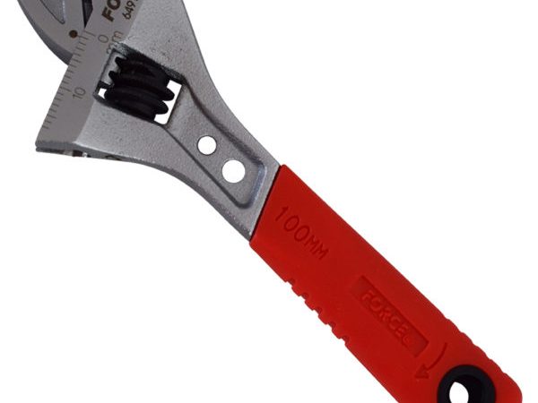 ADJUSTABLE GAUGED WRENCH RUBBER HANDLE 15"/43MM OPEN