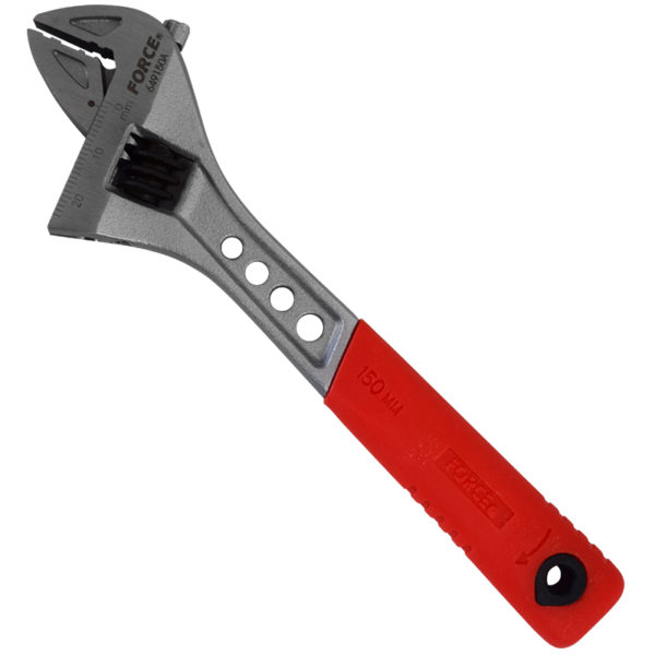 ADJUSTABLE GAUGED WRENCH RUBBER HANDLE 6"/19MM OPEN