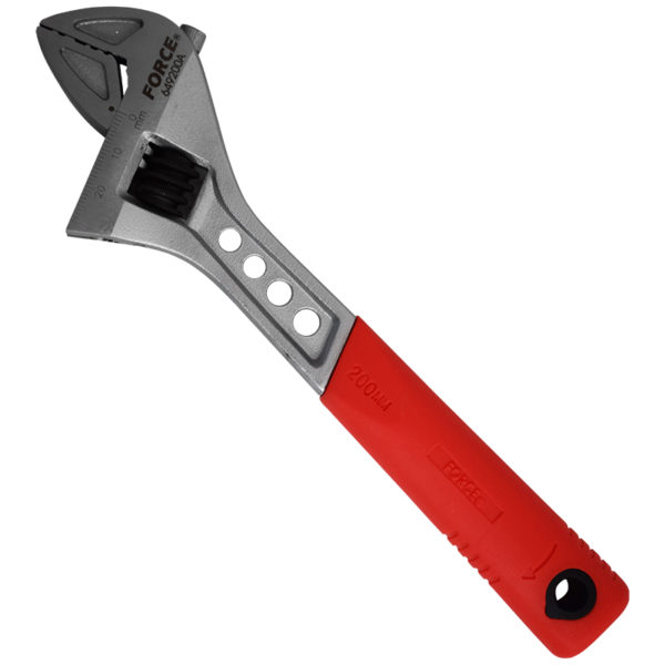 ADJUSTABLE GAUGED WRENCH RUBBER HANDLE 8"/24MM OPEN