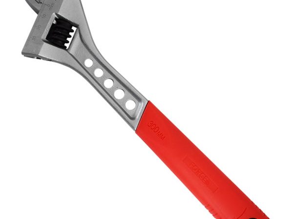 ADJUSTABLE GAUGED WRENCH RUBBER HANDLE 12"/34MM OPEN