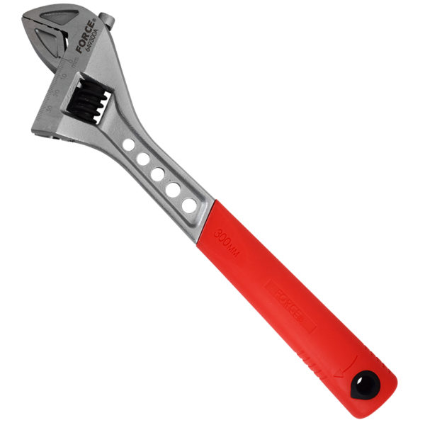 ADJUSTABLE GAUGED WRENCH RUBBER HANDLE 12"/34MM OPEN