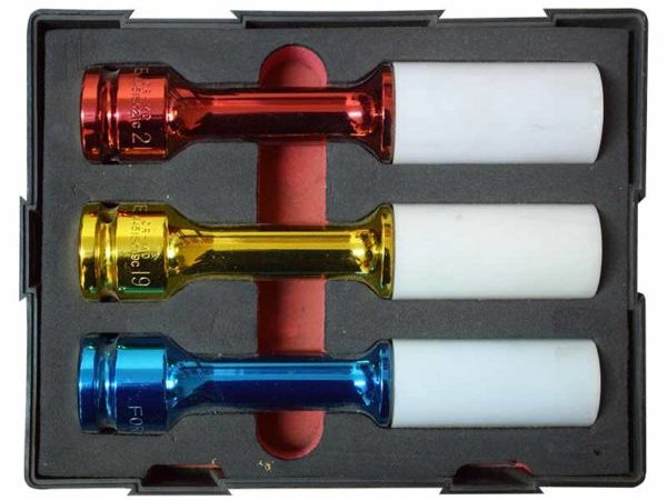 3PC 1/2"DR. COLORED 6PT. FLANK DEEP IMPACT SOCKET SET (17-21MM) (150MML)