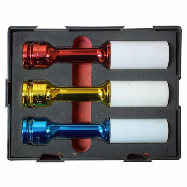 3PC 1/2"DR. COLORED 6PT. FLANK DEEP IMPACT SOCKET SET (17-21MM) (150MML)