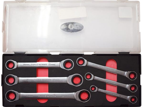 6PC FLAT RATCHET RING WRENCH SET (8X9-17X19MM)