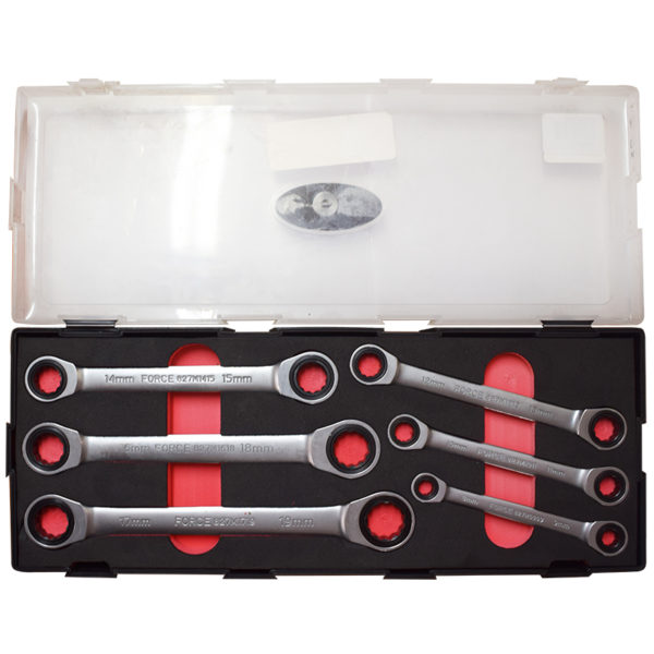 6PC FLAT RATCHET RING WRENCH SET (8X9-17X19MM)