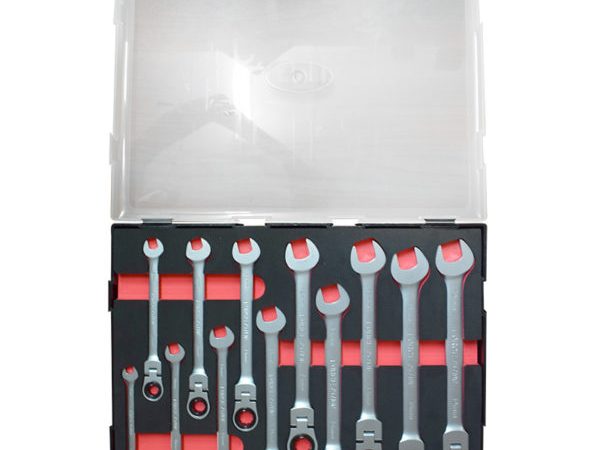 12PC FLEXIBLE RATCHET WRENCH SET (8-19MM)