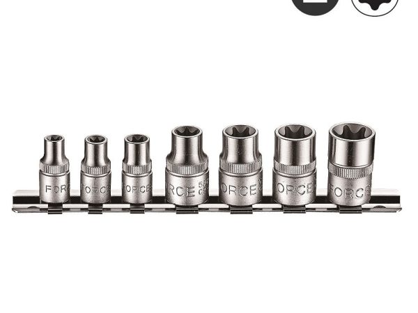 7PC STAR SOCKET SET 1/4"DR.(E6-E8) 3/8"DR.(E10-E16)