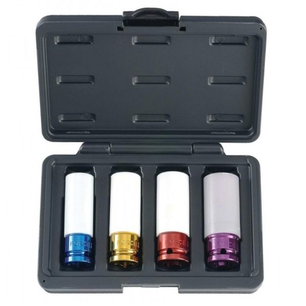 4PC 1/2"DR WHEEL NUT 6PT IMPACT SOCKET SET