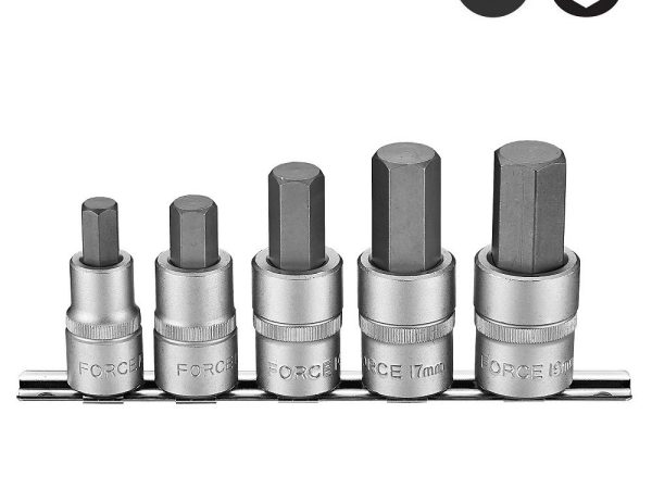 5PC 1/2"DR. HEX SOCKET BIT SET (10-19MM)