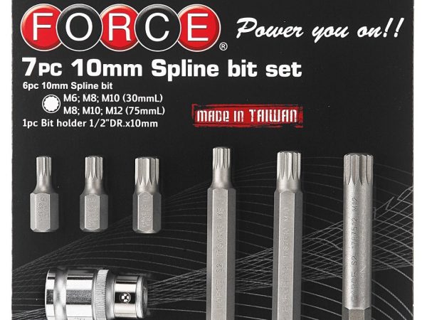 7PC 10MM SPLINE BIT SET 1/2"DR M6-M12