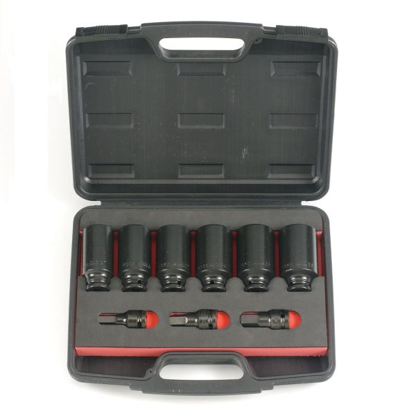 9PC 1/2"DR. IMP. 12PT. DEEP SOCKET & HEX IMP. SOCKET BIT SET (27-36MM 85MML) (14-19MM 60MML)