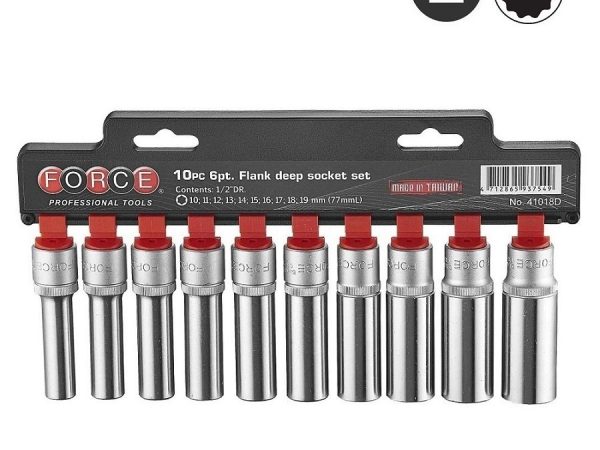 10PC 1/2"DR. 12PT. DEEP SOCKET SET 10-19MM 77MML