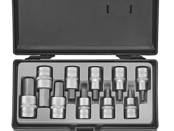 10PC 1/2"DR. HEX SOCKET BIT SET (5/32"-1/2" 55MML) (9/16";5/8" 65MML) (3/4" 70MML)