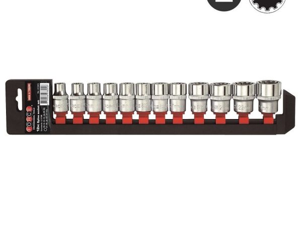 12PC 1/2"DR. SPLINE SOCKET SET (10-24MM)