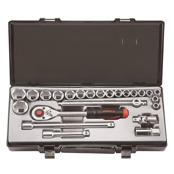 FORCE 24PC 1/2"DR. 6PT. SOCKET COMBINATION SET (10-32MM)