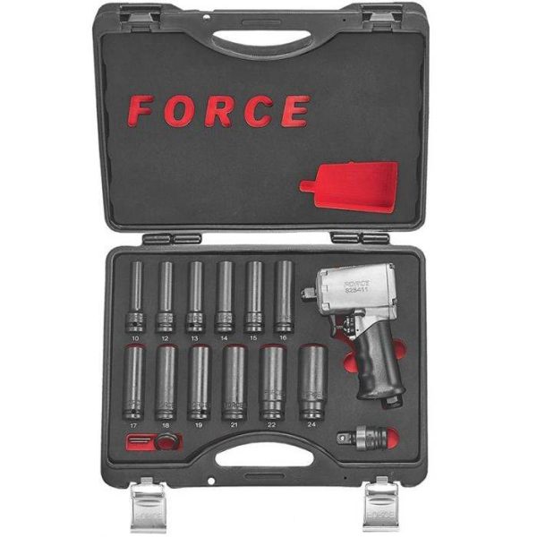 FORCE 18PC 1/2"DR. 6PT. FLANK DEEP IMPACT SOCKET & WRENCH SET