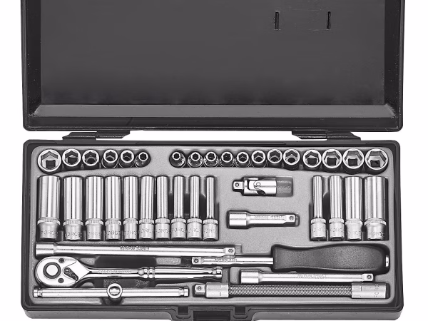 FORCE 40PC 1/4"DR. 6PT FLANK SOCKET COMBINATION SET (4-13MM) (3/16"-1/2")