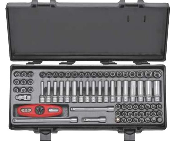 74PCS 1/4"DR. 6PT FLANK & STAR SOCKET COMBINATION SET 4-13MM 20 TEETH