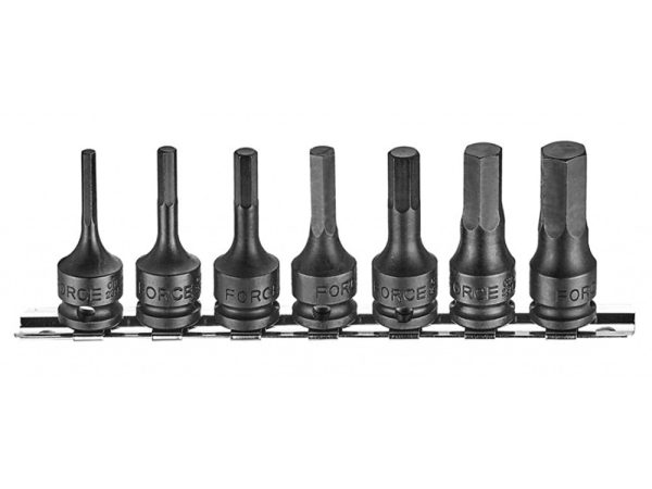 FORCE 7PC 3/8"DR. HEX IMPACT SOCKET BIT (ONE-PIECE) (4-12MM) (52MML)