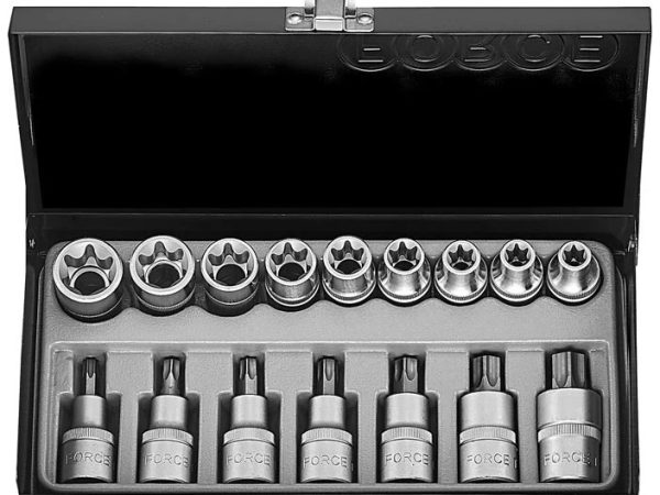 FORCE 16PC 1/2"DR. STAR SOCKET SET (E10-E24) (T40-T70) 55MML