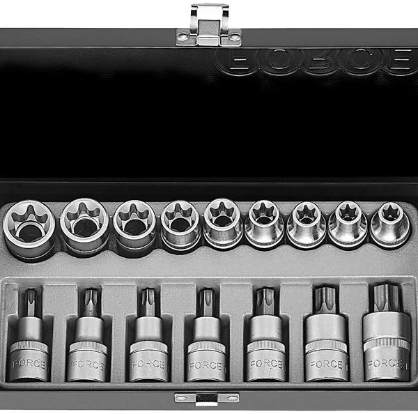FORCE 16PC 1/2"DR. STAR SOCKET SET (E10-E24) (T40-T70) 55MML