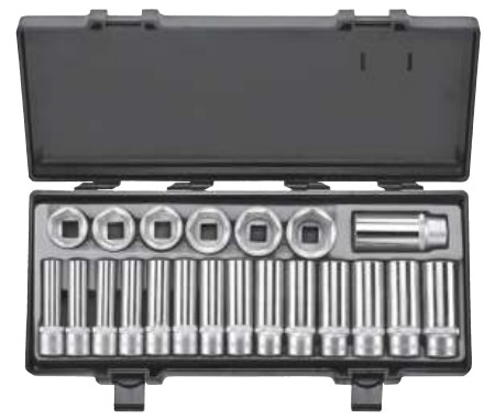 FORCE 21PC 1/2"DR. 6PT. FLANK SOCKET SET (25-32MM) (10-24MM)