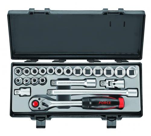 FORCE 22PC 1/2"DR. 6PT. SOCKET COMBINATION SET (8-24MM)