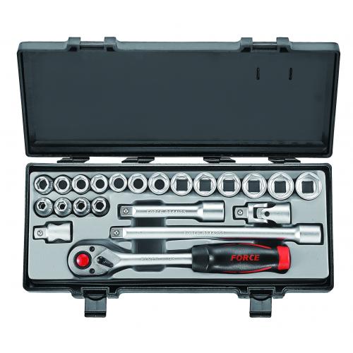 FORCE 22PC 1/2"DR. 6PT. SOCKET COMBINATION SET (8-24MM)