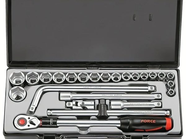 FORCE 25PC 1/2"DR. 6PT. FLANK SOCKET COMBINATION SET (10-32MM)
