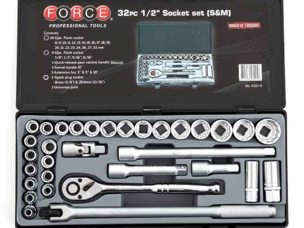FORCE 32PC 1/2"DR. SF.SOCKET COMBINATION SET (8-32MM)