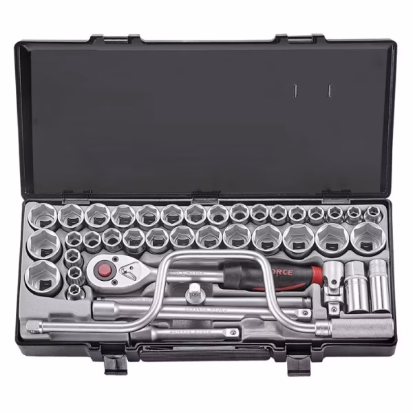 FORCE 41PC 1/2"DR. 6PT SOCKET COMBINATION SET (10-32MM) (3/8"-1-1/ 4")