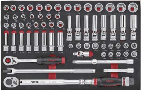 FORCE 66PC 1/2"DR. SOCKET COMBINATION SET (EVA)