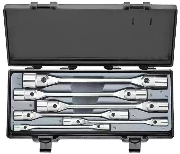 FORCE 6PC HINGED SOCKET WRENCH SET (3/8"X7/16"-15/16"X1")