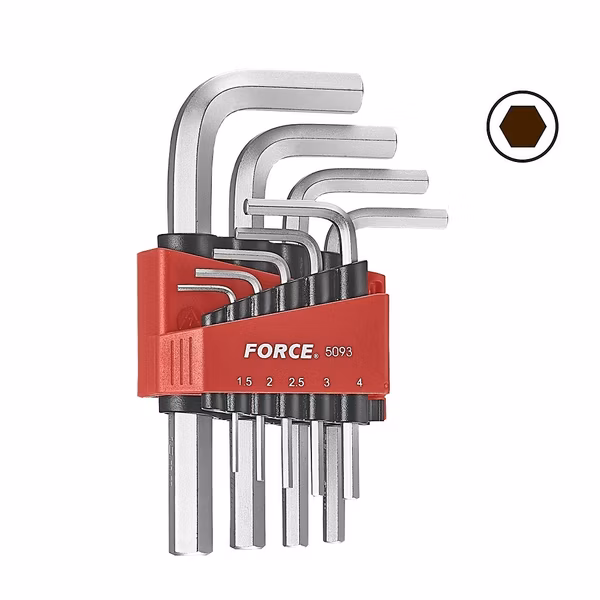FORCE 9PC HEX KEY SET (SAE) 1/16"-3/8"