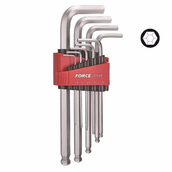 FORCE 9PC LONG HEX BALL POINT KEY SET 1.5-10MM