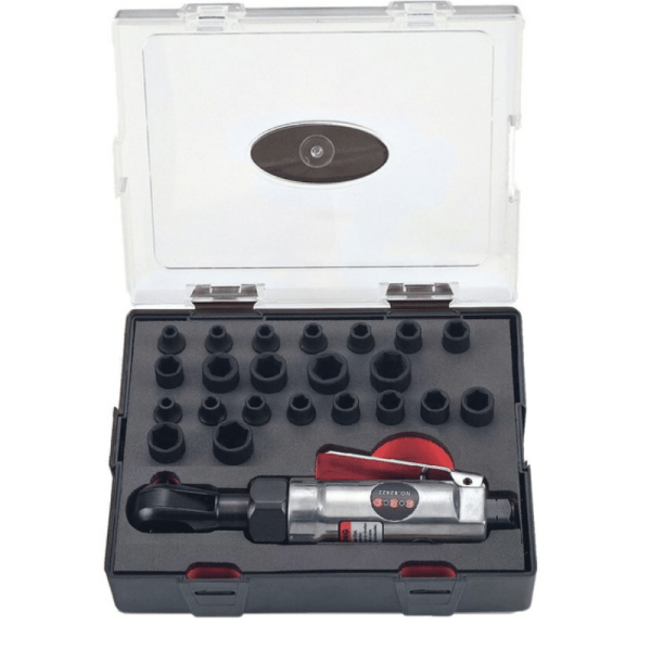 FORCE 23PC 1/4"DR. PALM IMPACT WRENCH & 6PT. SOCKET SET (4-13MM) (5/32"-1/2")