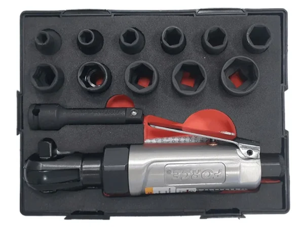 FORCE 13PC 3/8"DR. STUBBY IMPACT WRENCH & 6PT. SOCKET SET (6-19MM)